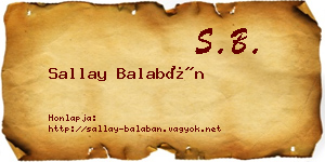 Sallay Balabán névjegykártya